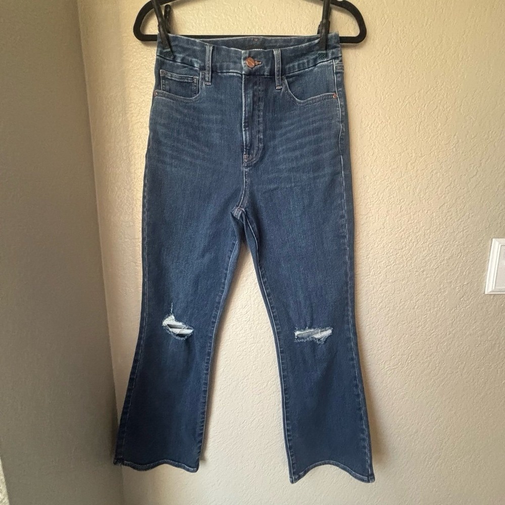 Express 70s Cropped Flare Distressed Jeans Bell Bottom Boho Retro Medium
